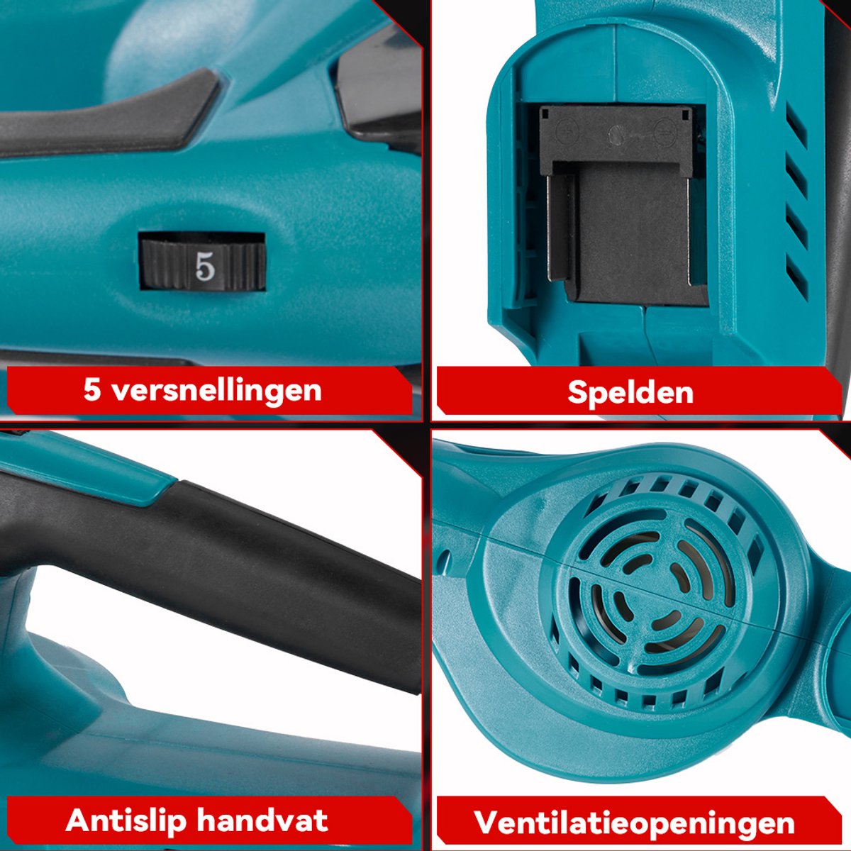 ONEVAN Accu Bladblazer 21V - 220 km/u - Elektrische bladblazer - Borstelloze - met 5 versnellingen en 2 x 3.0Ah accu's - voor tuin, bladeren, stof en sneeuw – foto 7