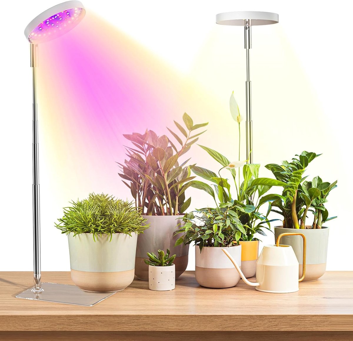 Groeilamp voor Binnenplanten Volledig Spectrum - 48 LED Plantenlamp met 2 Bevestigingsmogelijkheden - 3 Instelbare Lichtspectra - Timerfunctie 3/9/12 Uur - 10 Helderheidsniveaus - Voor Tuinbouw en Kamerplanten - Wit