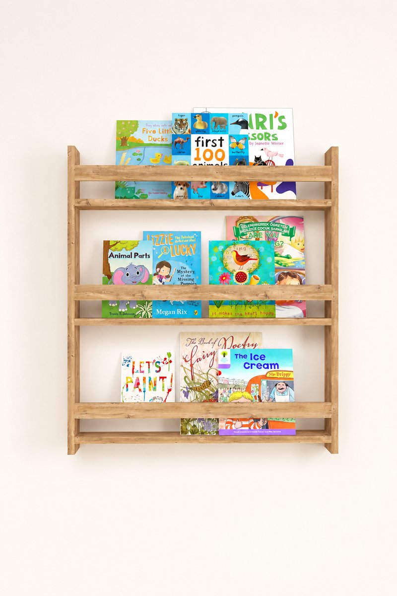 Montessori Boekenkast – Kinderboekenkast - Pijnboom - 74 x 79.5cm
