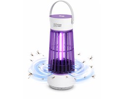 Home Vibes® Muggenlamp voor Binnen – 3 in 1 Model – Zuigende Insectenlamp 25m² – Voor Binnen – Moderne Vliegenlamp – Vliegenvanger met Opvangbak – Ophangbaar – 6W – USB-C Oplaadbaar – Wit