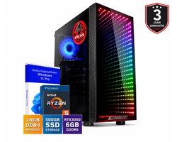 Game PC RTX 3050 6GB Gaming Desktop | AMD Ryzen 5 2600X | 16GB DDR4 RAM | 500GB SSD | Windows 11 Pro | RGB Gaming Computer | Fortnite PC | Minecraft PC | Valorant PC | Roblox PC | Plug & Play | 3 Jaar Garantie