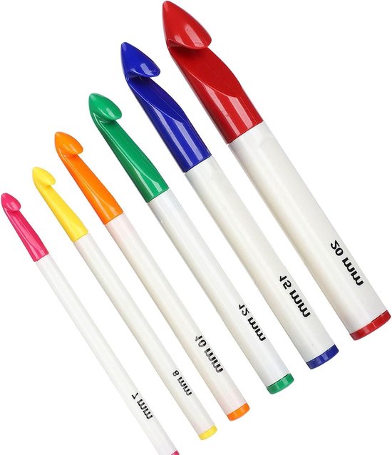 Haaknaalden Set voor Beginners - 6 Verschillende Maten (7.0mm - 20mm) van Hoogwaardige Materialen, Sterk en Duurzaam, Ideaal voor Haken en Creatieve Projecten — afbeelding 5