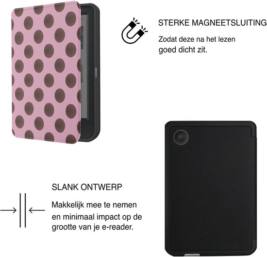 Lunso Geschikt voor Kobo Clara BW / Clara Colour hoesje (6 inch) - Vegan Saffiano Leren Sleep Cover - Summer Blush — afbeelding 5