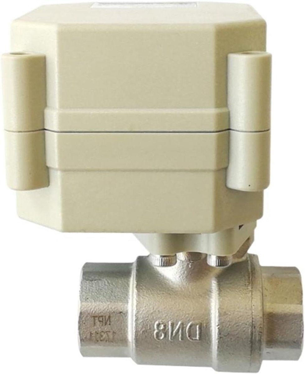 Elektrische waterklep - Gemotoriseerde magneetklep - Waterbehandeling regelen - Roestvrijstalen duurzaamheid - 1/4 inch DN8 - Zilverkleurig