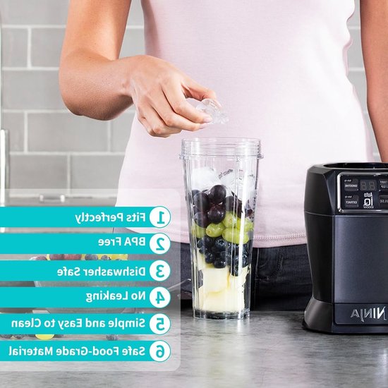 2-delige Mixer Cup Set 710ml (24oz) Geschikt voor Ninja Blender & Mixer, Reserveonderdelen voor Voedselverwerking, Duurzaam en Handig in Gebruik — afbeelding 2