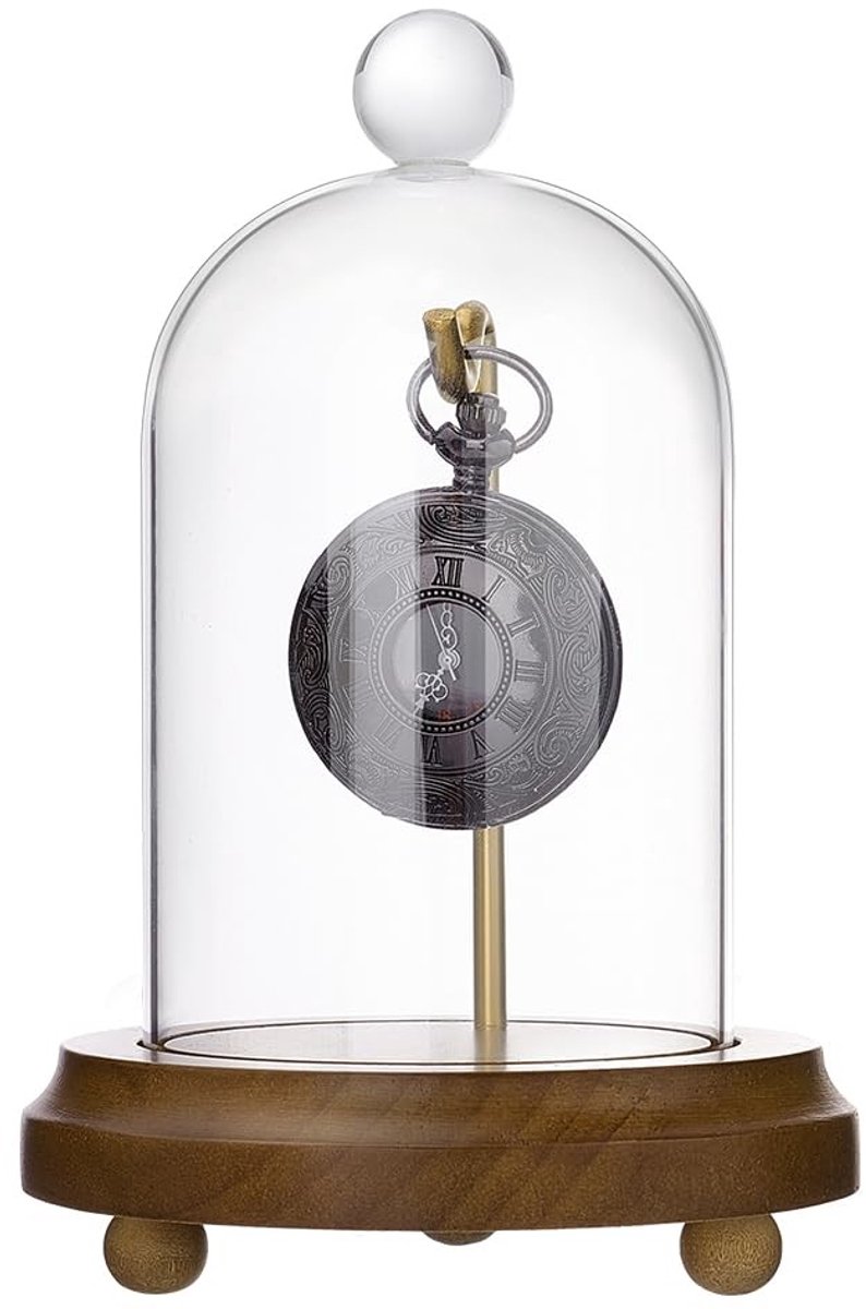 Dailygoods- Glazen Dome 114 mm - Display Koepel - Houten Basis - Bruiloft Decoratie - DIY Sneeuwbollen - Helder Glas - Cloche