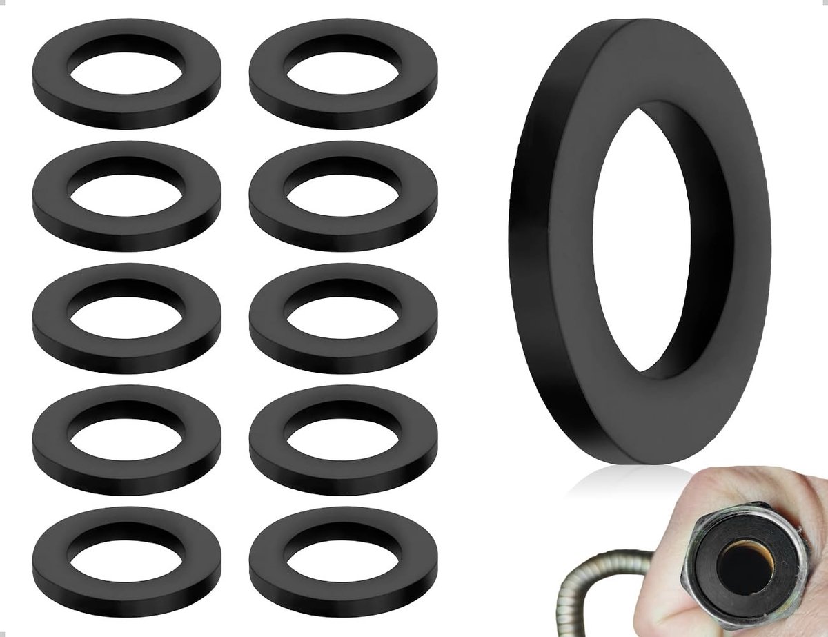 Cosensi- Afdichtingsringen Set van 10 - Rubber - Platte Sluitringen - Doucheslangaansluiting - Waterkraan - 19 x 2 mm - Duurzaam en Elastisch - Onderlegschijven