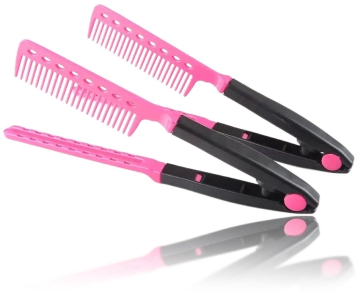 MTTproducts - Haar rechtmaken Kam - Antistatische V-vorm Haarkam - Lichtgewicht en comfortabel - Rose Rood - Styling Kam - Ideaal voor knippen en stylen
