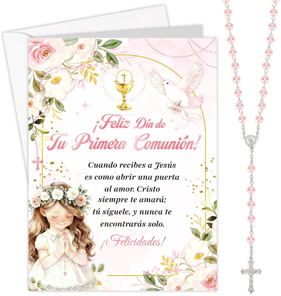 MTTproducts- Communiekaart voor meisjes - Wenskaart - Eerste communie - Geschenken - Verjaardagswenskaarten - Blanco wenskaarten