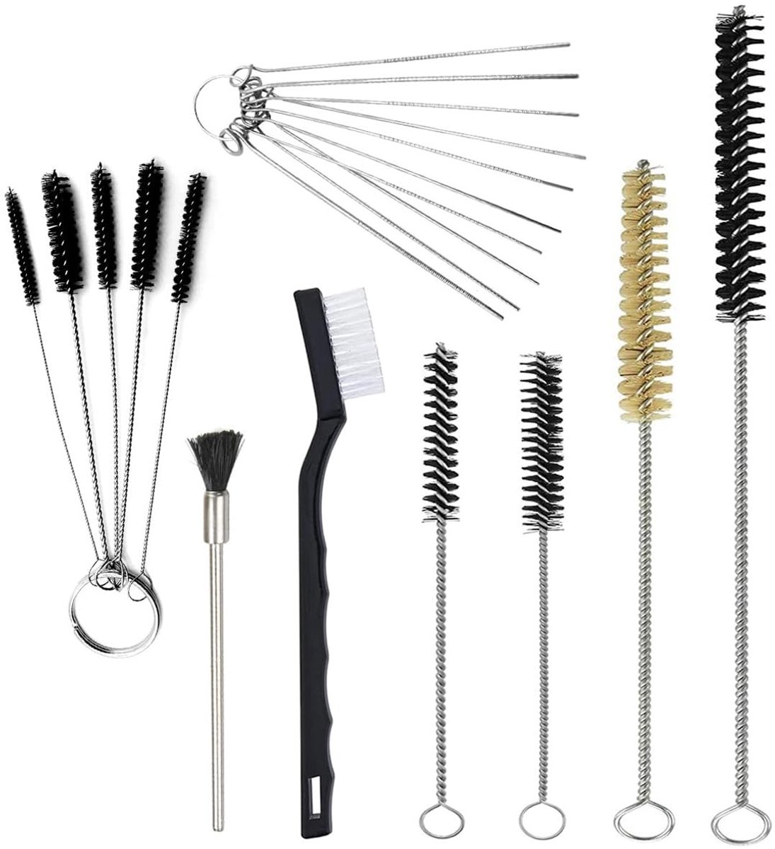NTH products- Reinigingsborstelset 8-delig - Gespecialiseerd Ontwerp - Voor Metalen Rietjes/Airbrushes - Multicolor - Afmetingen 30/8,8 cm - Effectieve Oplossingen - Schoonmaakborstels