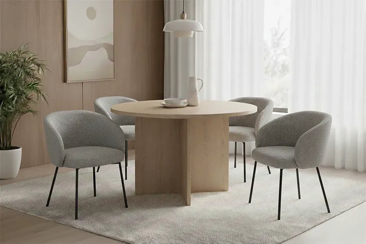 Woonenzo Ravello - Eettafel - Rond - Licht Eiken - 120cm - Scandinavisch - Modern - 4 persoons - 5 persoons