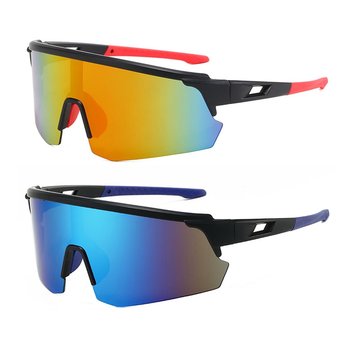 Dailygoods- Fietsbril - 2 Stuks - Gepolariseerde Sportzonnebril - UV400 Bescherming - Outdoor - Skibril - Hoogwaardige Lenzen