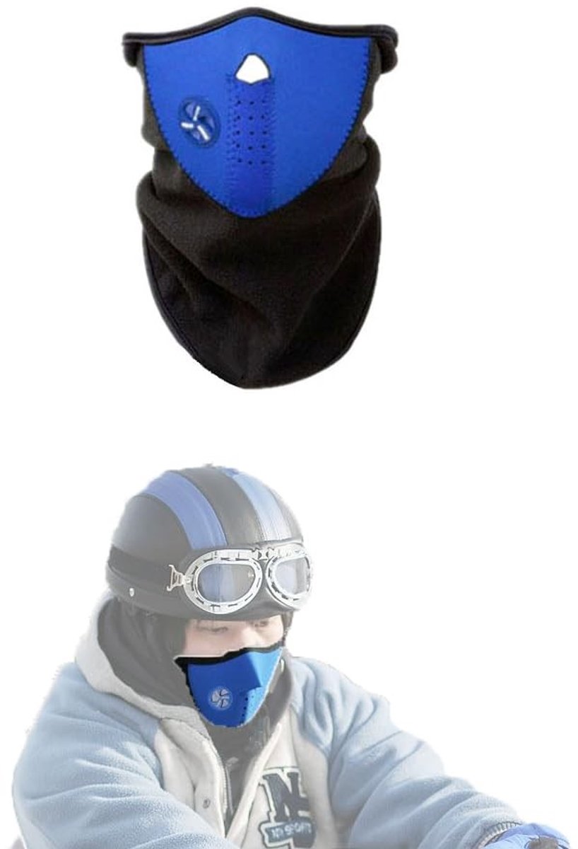 Dailygoods- Sportmasker met ventilatiesysteem - Bivakmuts - Nekwarmer - Winddicht - Neopreen/Fleece - 50 x 23 cm - Uniseks