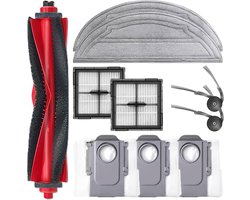 10 stuks - Vervangende accessoireset compatibel met Roborock Q10 S5/Q10 S5+/Q10 X5/Q10 X5+ robotstofzuigeronderdelen: 1 hoofdborstel, 2 HEPA-filters, 2 dweilpads, 3 stofzakken, 2 zijborstels