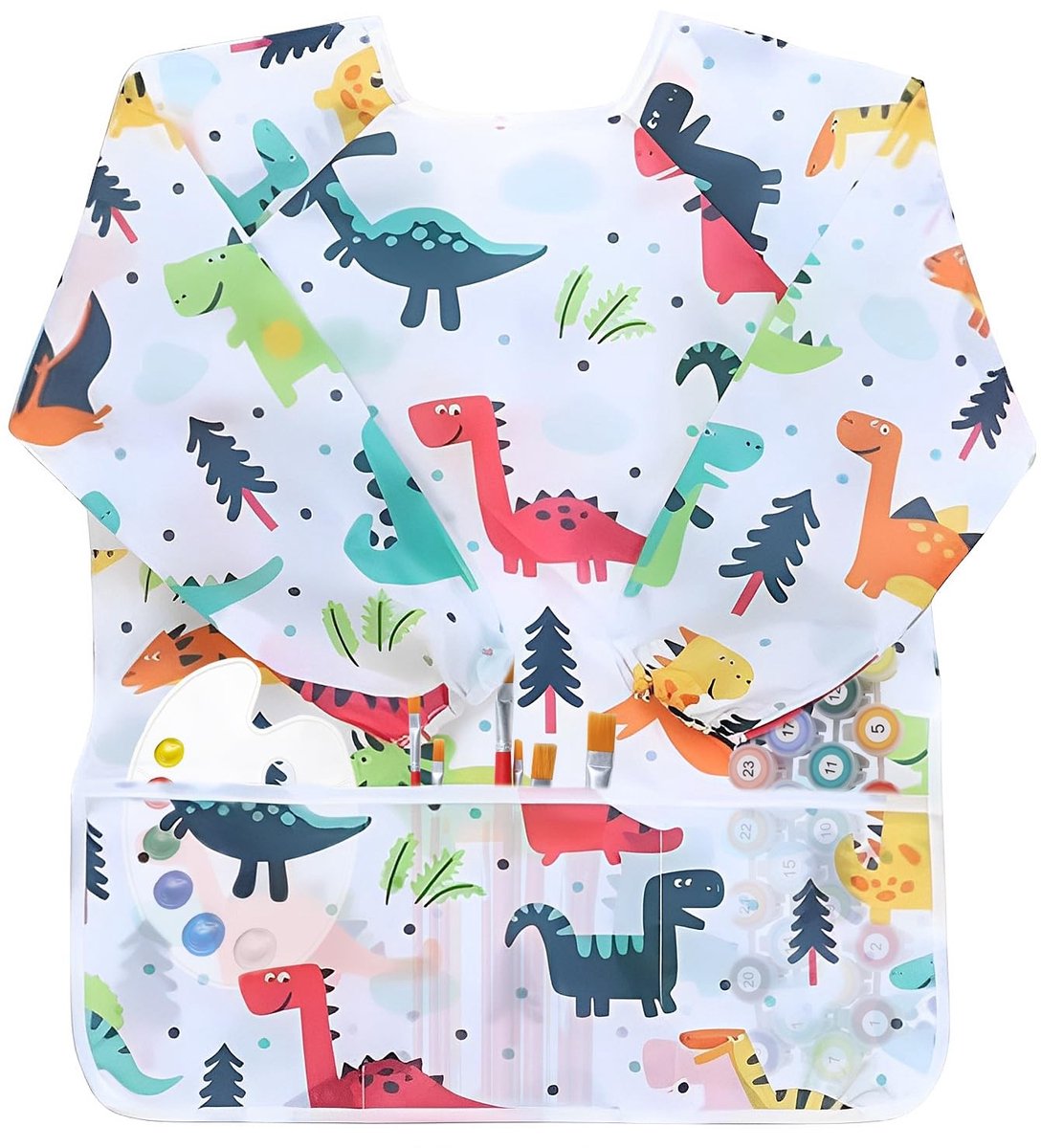 Cosensi- Schilderschort Waterdicht - Slab met Mouwen - Keukenschort Kind - Verfschort Kinderen - Kinderschort met Opbergvakken - Comfortabele Klittenbandsluiting