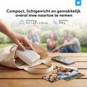 Compact, lichtgewicht en makkelijk overal mee naartoe te nemen. Printer ligt in een tas.