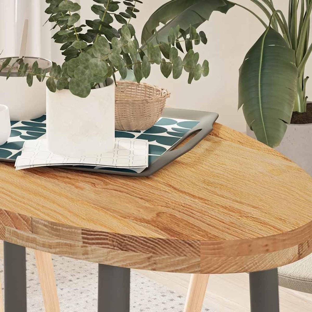 Tafelblad Ovaal - Bureau blad - Tafel Opknappen - Massief Eikenhout - 100x50x2 cm - Lichtbruin