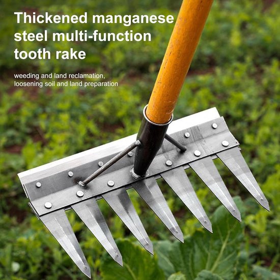 Tuinhark Multifunctioneel - Onkruid hark - Tuinonderhoud - Ergonomisch Ontwerp - 7 Tanden - Metaal — afbeelding 2