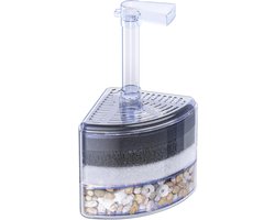 Hoekfilter voor Aquarium, Geluidsloze Sponge Filter voor Betta, Garnalen en Kleine Vissen, Organisch Schuim met Natuurlijke Stenen, Grind en Keramische Ringen voor Aquaria tot 120 L