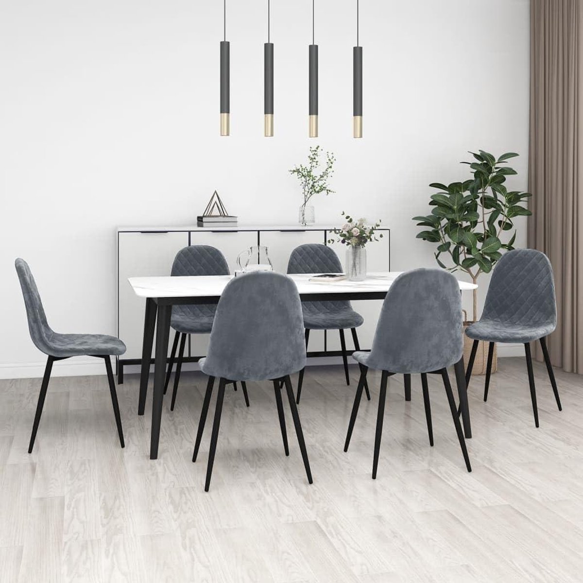 Eetkamerstoelen - Stoelen Set - Comfortabel Zitten - Ergonomisch Ontwerp - 6 stuks - Donkergrijs