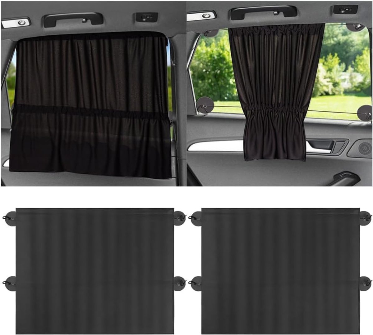 QUOVO® Zonnescherm Auto Baby - Zonnescherm Auto - Zonnescherm - Zwart - 60cm x 50cm x 1cm