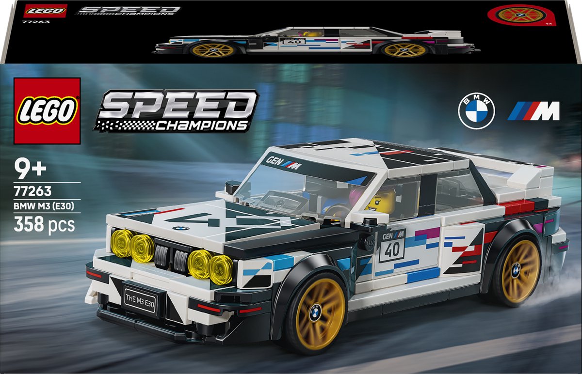 LEGO Speed Champions BMW M3 (E30) Auto Bouwpakket voor Kinderen en Kinderkamer Decoratie 77263