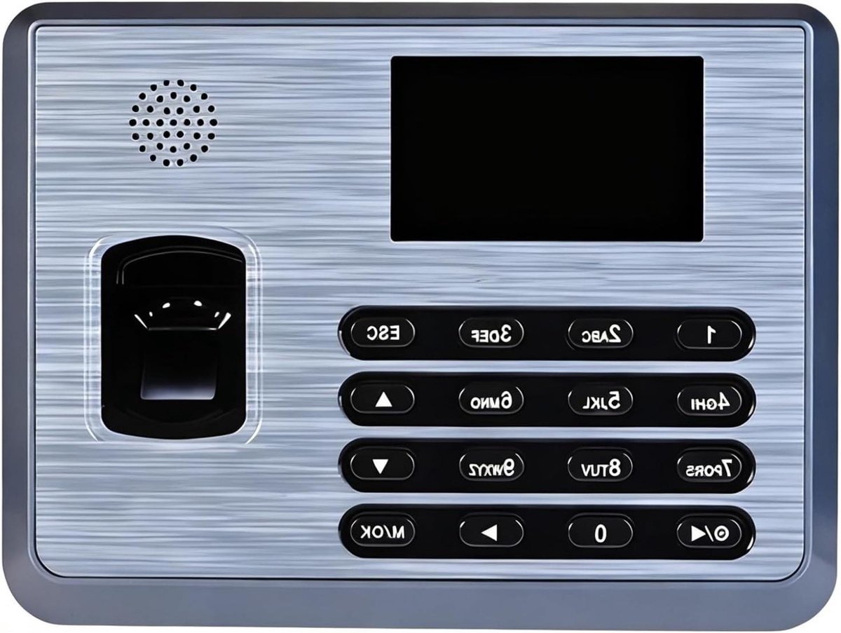 Biometrische Tijdregistratie - Vingerafdrukklok Werknemer - Personeel Beheer - Wi-Fi en TCP/IP - 180x135x37mm - Zwart