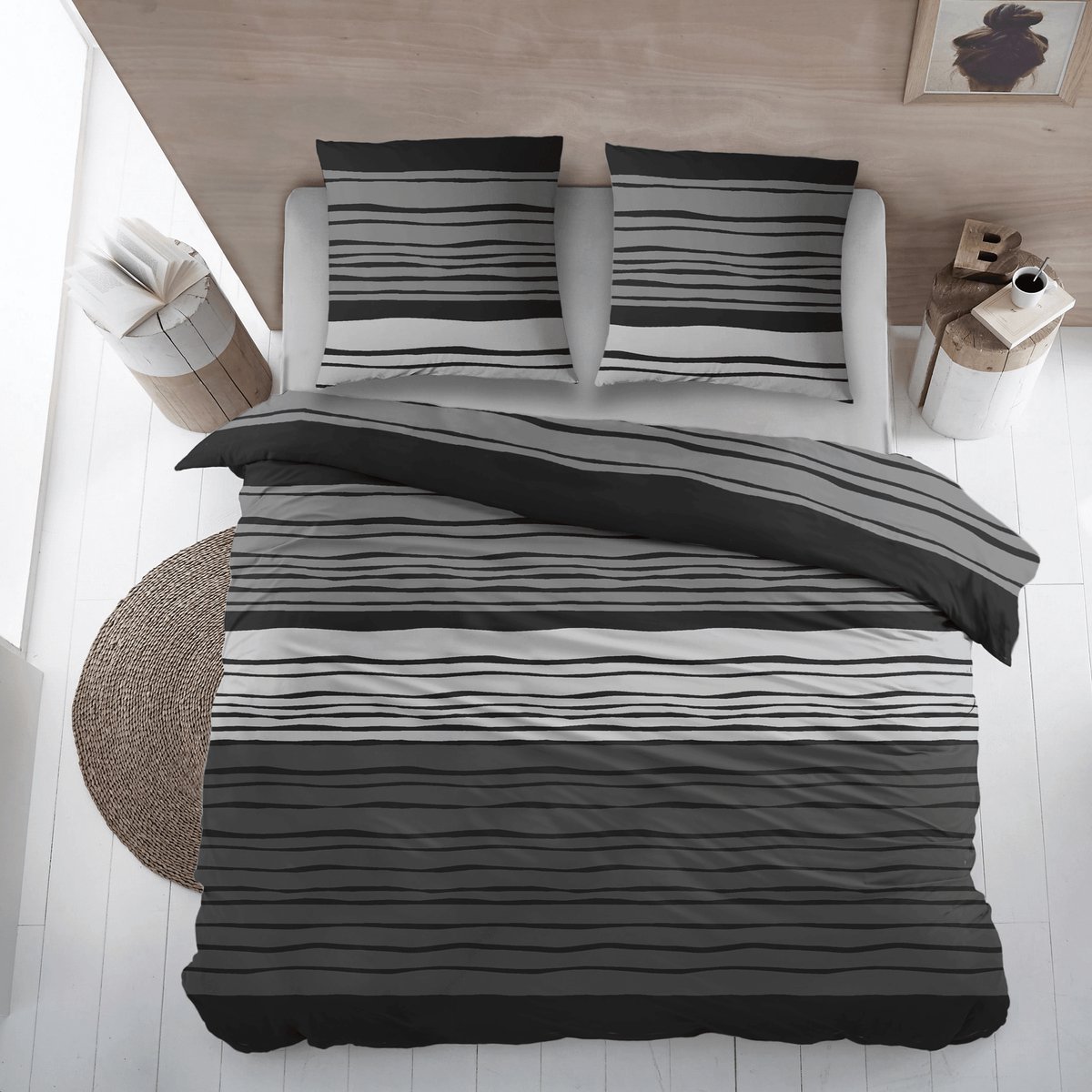 Sleepnight Dekbedovertrek Flanel Davina - 270 x 200/220 cm + 2 kussenslopen - [Antraciet]
