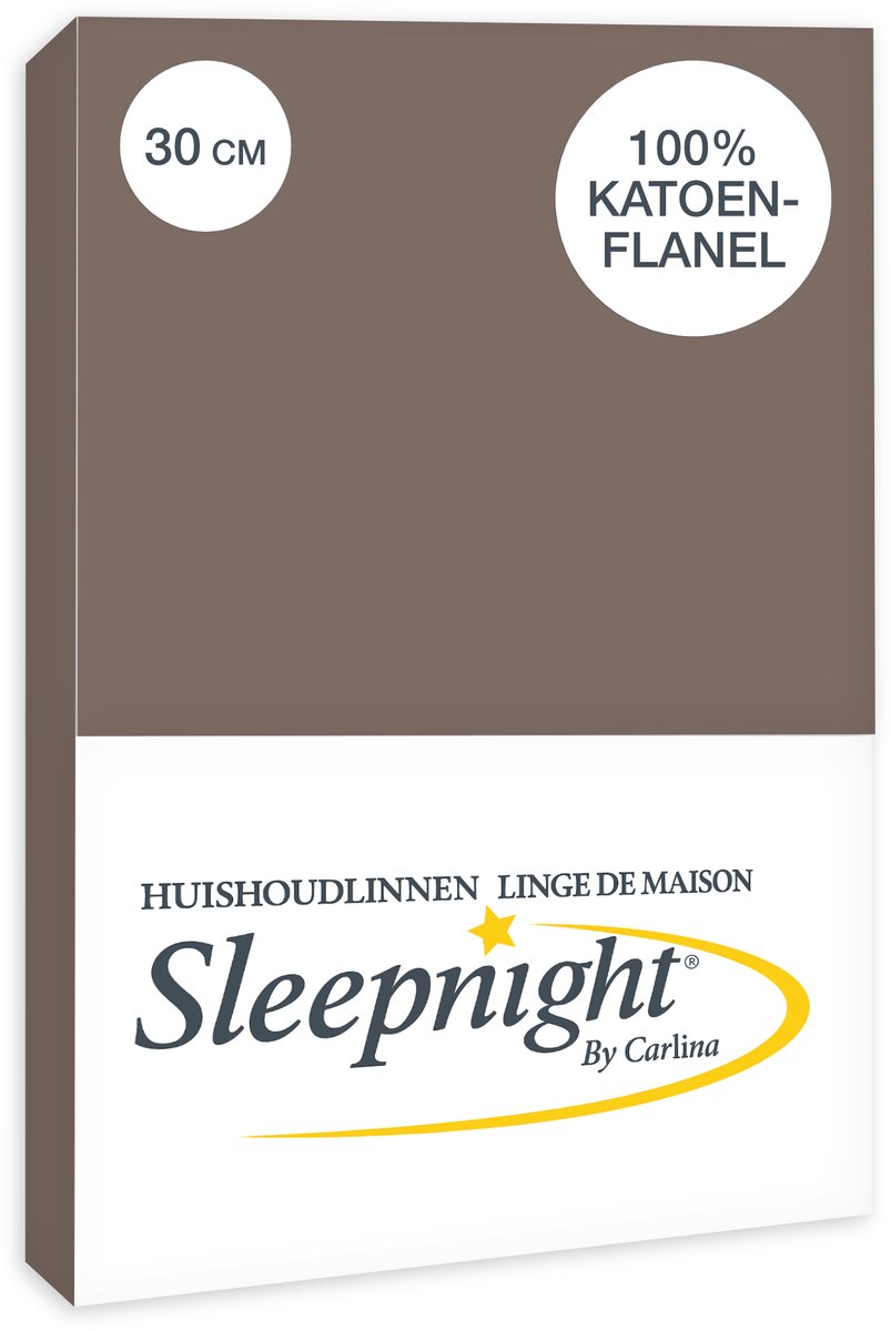 Sleepnight Hoeslaken Flanel 30 cm Taupe - 140 x 200 cm - [Taupe]