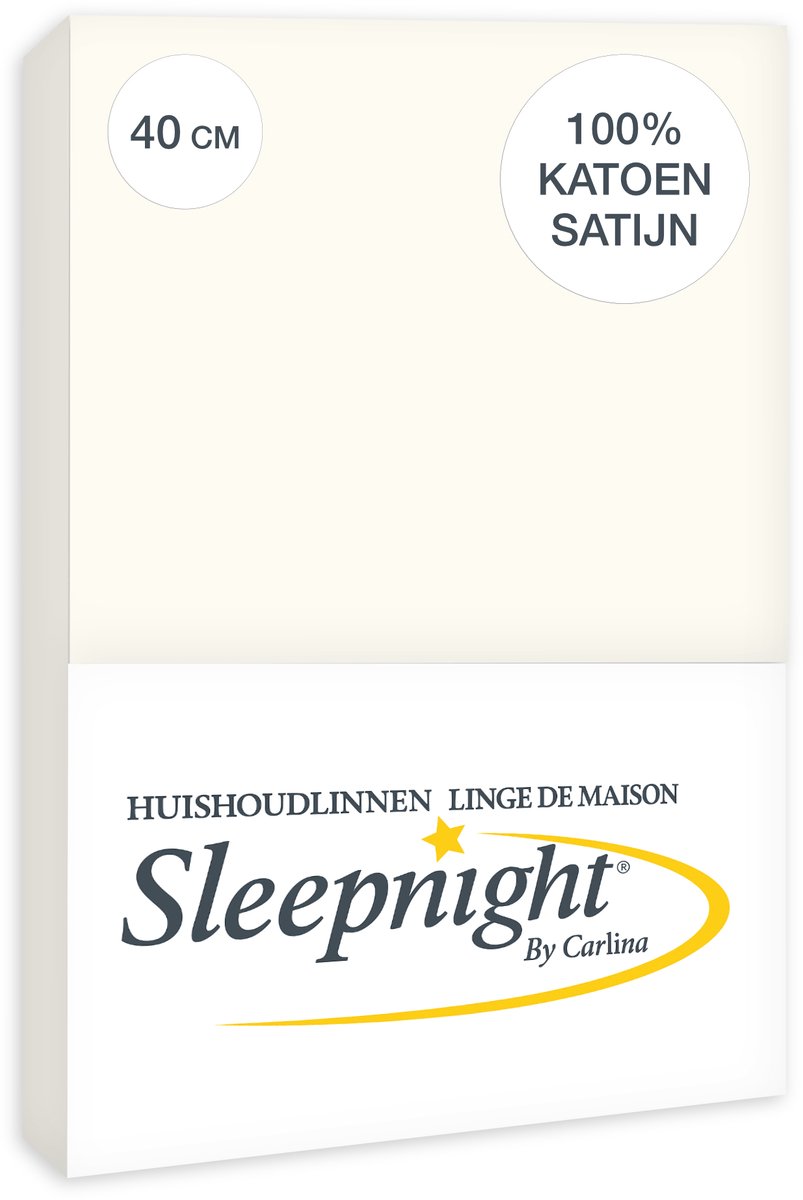 Sleepnight Hoeslaken Satijn 40 cm Ivoor - 180 x 200 cm - [Ivoor]