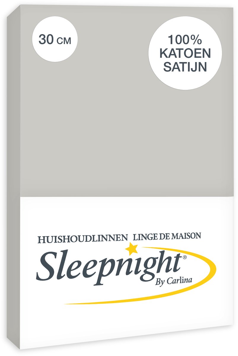 Sleepnight Hoeslaken Satijn 30 cm Grijs - 140 x 200 cm - [Grijs]