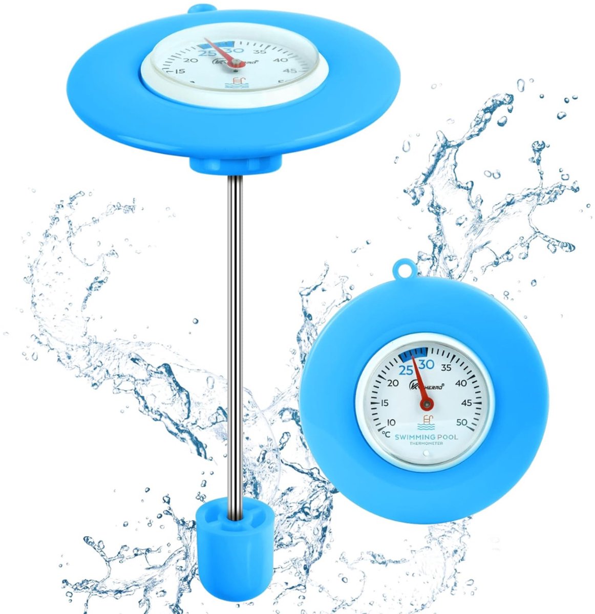 QUOVO® Zwembad Thermometer - Waterthermometer - Zwembad Thermometer Drijvend - Blauw - 18cm x 10cm x 10cm