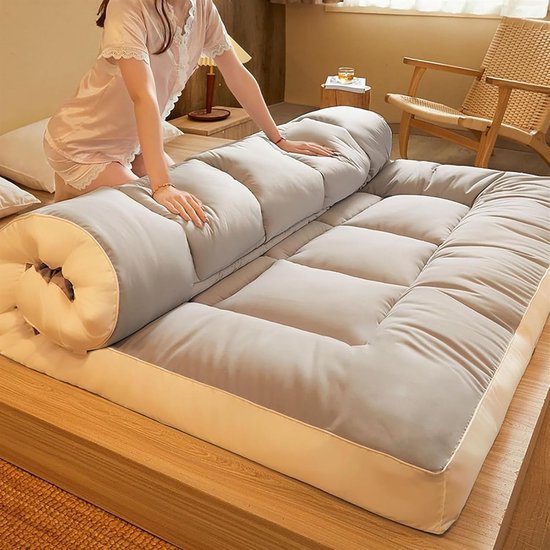 Japanse vloermatras, futonmatras, ademend, huidvriendelijke tatami-mat, opvouwbare dikke mat voor gastenbed, camping, bank, dikke matras (kleur — afbeelding 4