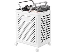 Vouwbare Wasmand met Wielen en Handvat - Stevige, Ventilerende en Sneldrogende Opbergmand voor Badkamer en Slaapkamer