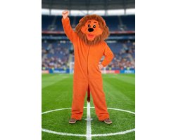 Pluche Oranje Leeuw met kop mascotte maat M/L+ - Holland Oranje Nederland thema feest party festival dieren EK voetbal