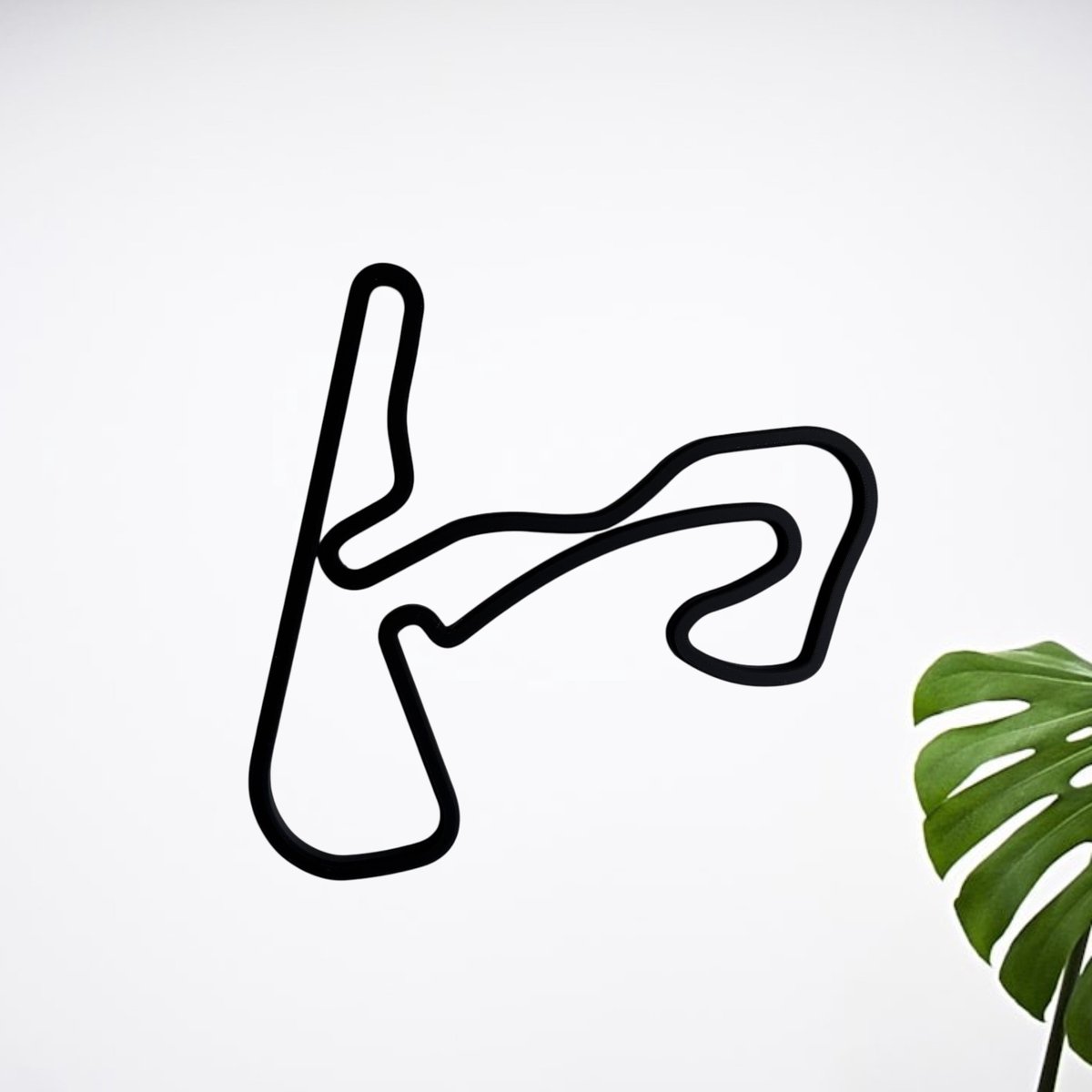 Decoratief racecircuit Zandvoort lay‑out – 20 x 20 cm – Zwart