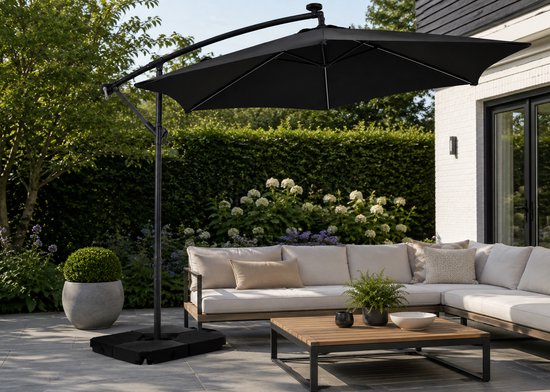 Parasol LED met Zweefconstructie 300x250 cm – zwart