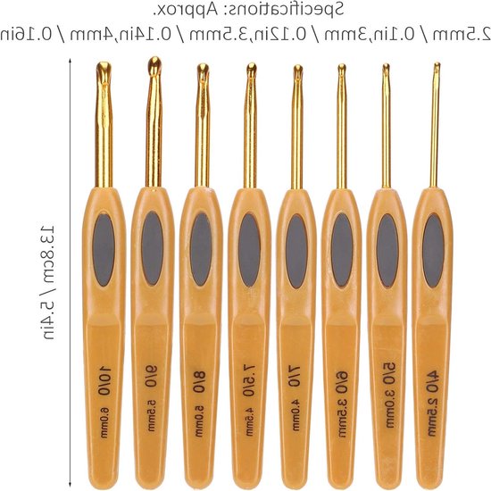 Ergonomische Haaknaalden Set van 8 Stuks voor Breien en Haken, Diverse Maten voor Beginners en Creatieve Projecten — afbeelding 4