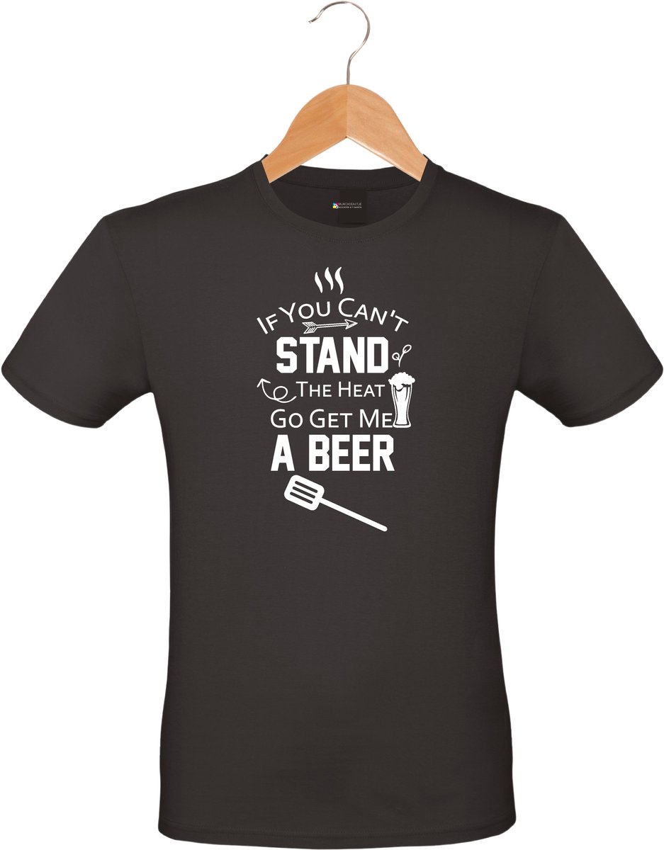 Mijncadeautje - Barbecue T-shirt - unisex - zwart - BBQ - Garden party - Tuinfeest - Vrijgezel - Verjaardag - If you can't stand the heat - maat M