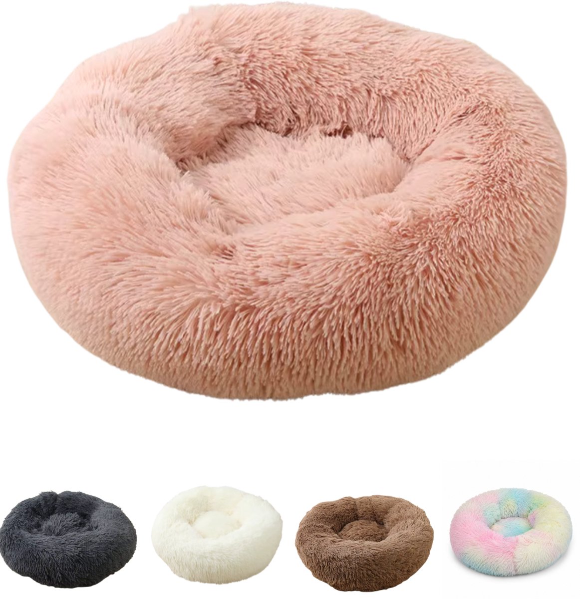 60 Pines® Zachte Kattenmand - Wasbaar met Afritsbare Hoes - 50 cm Hondenmand - Donut Kattenbed - Poezenmand - Zachtroze Kattenkussen - Cat Bed