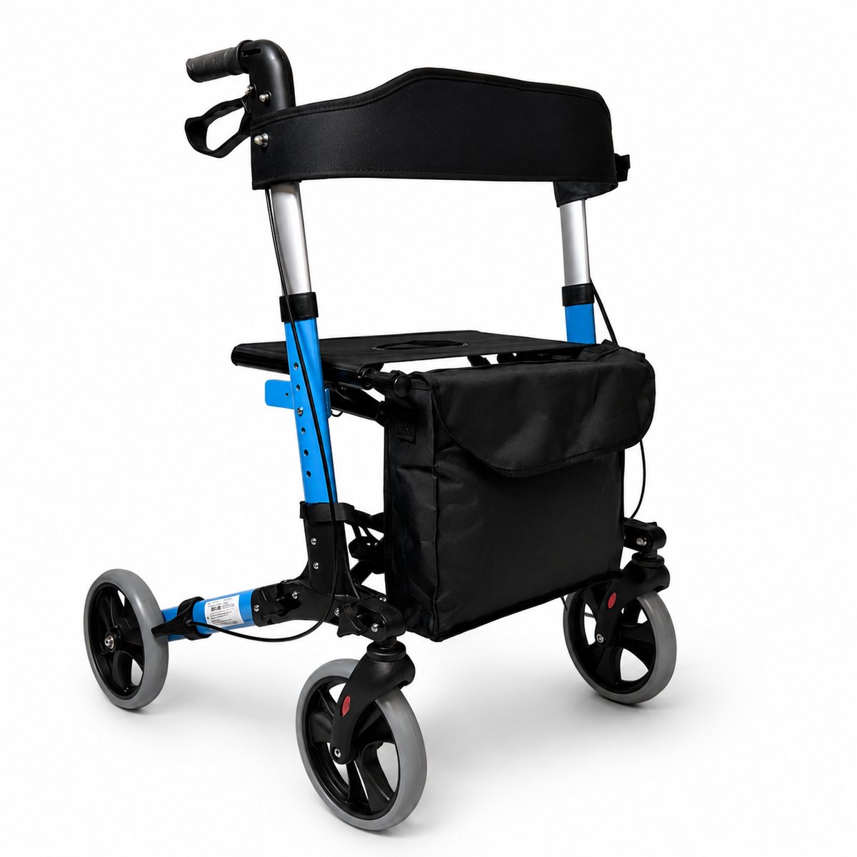 VOKA Rollator lichtgewicht en opvouwbaar - Rubberen wielen - zitfunctie - voor binnen en buiten - Rugleuning - Blauw