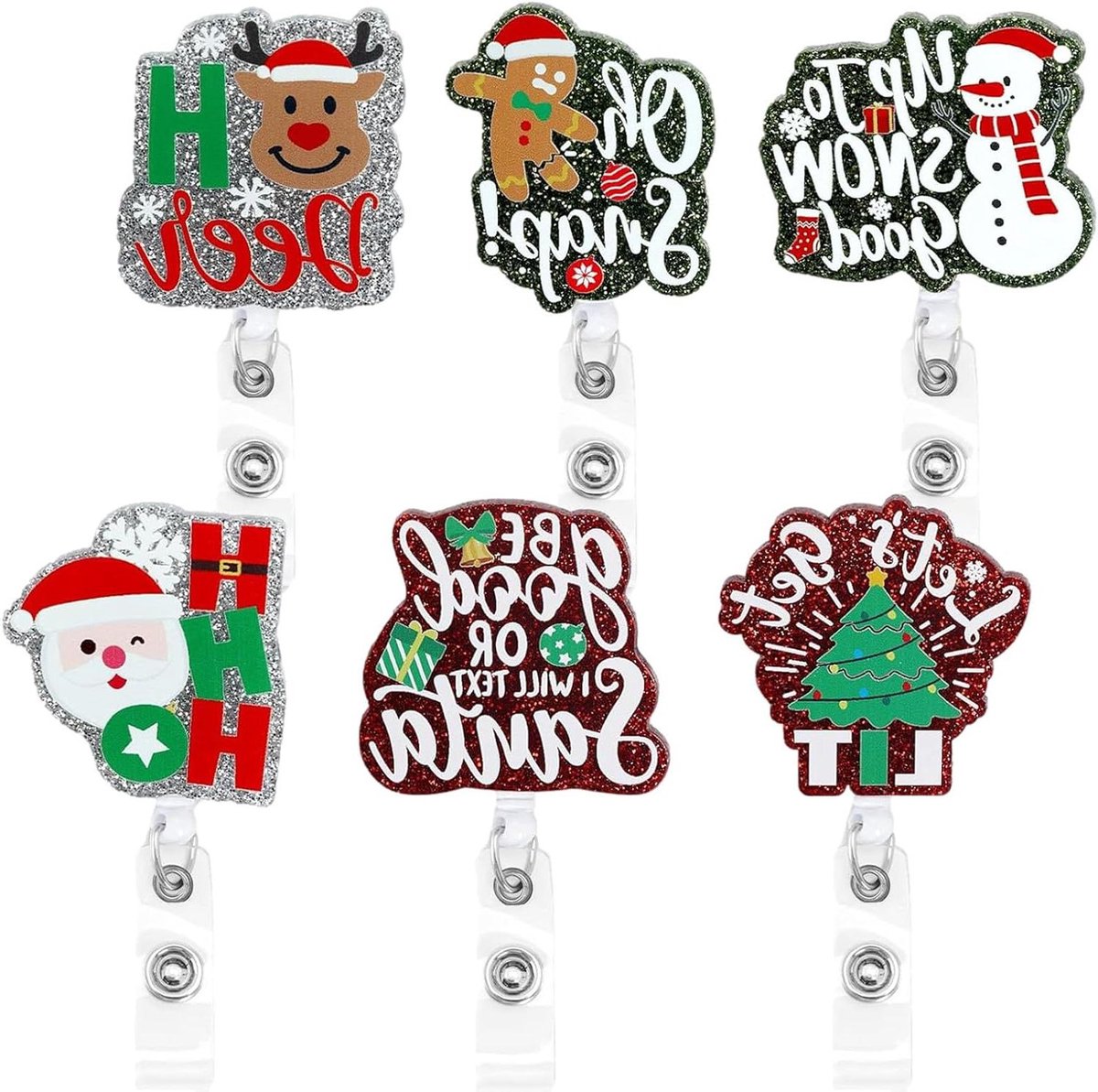 Kaarthouder - Naambadge Clip - Identificatie Tonen - 360 Graden Draaibaar - Intrekbaar - Kerst Design
