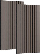 ACXIN Akoestische Wandpanelen Set 2 Stuks - Houten Wandbekleding van Echt Hout Fineer - 3D Lamellen Akoestische Panelen - 120x60 cm Geluidsabsorberend Wandpaneel - Voor Woonkamer Kantoor Studio - Walnoot