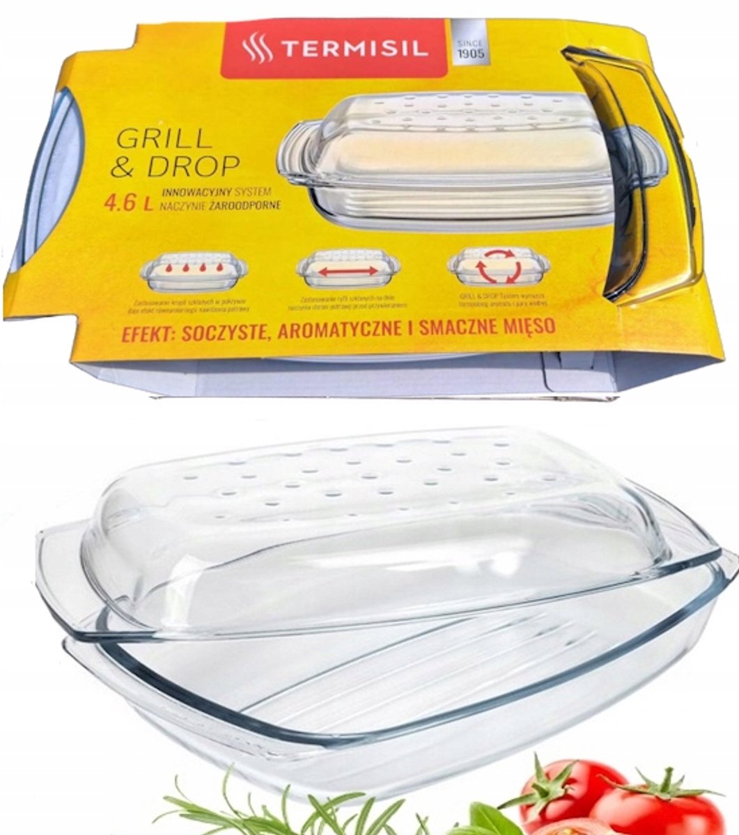 Termisil Ovenschaal met Deksel 4,6L Borosilicaatglas GRILL & DROP