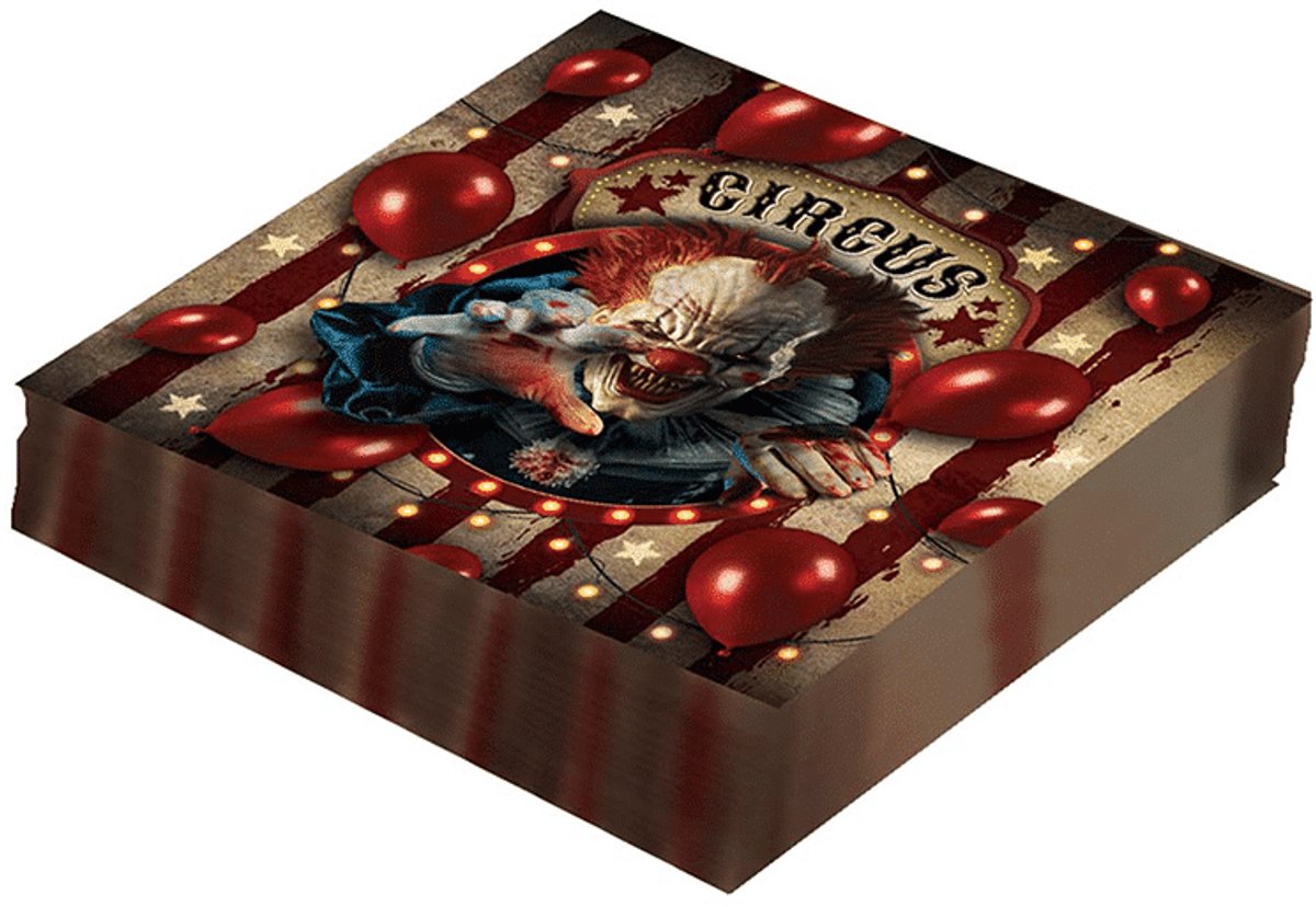 Fiestas Guirca - Servetten - Creepy Circus (12 stuks) - Halloween servetten - Halloween decoratie - servies - napkins - Servetten tafel