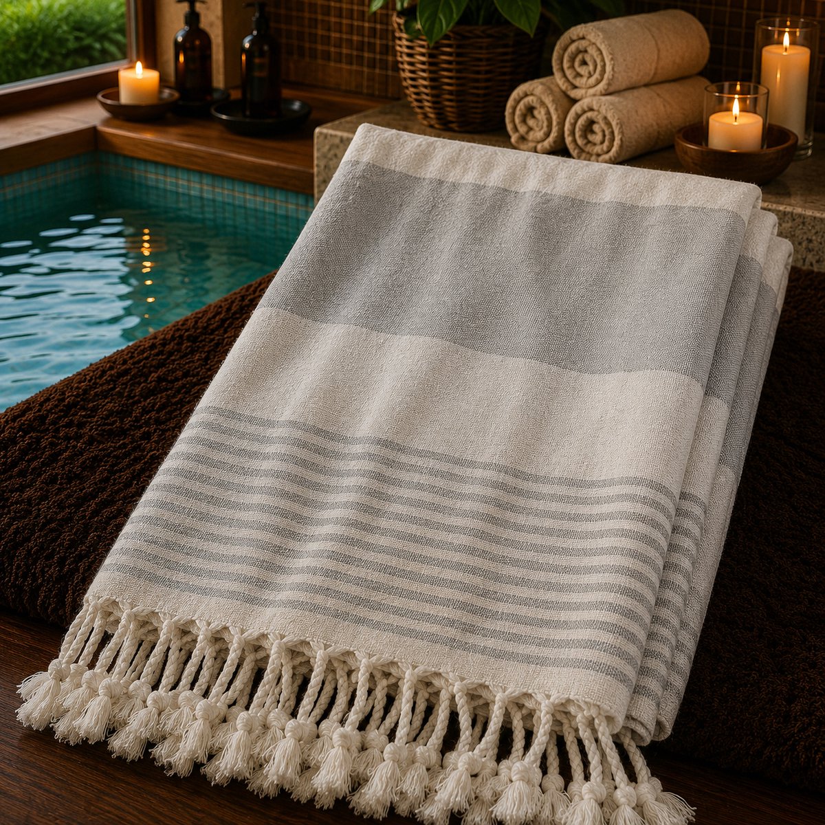 100% Katoenen Colorloop Hamamdoek – Turkse Handdoek & Strandlaken – Voor Sauna, Spa en Wellness