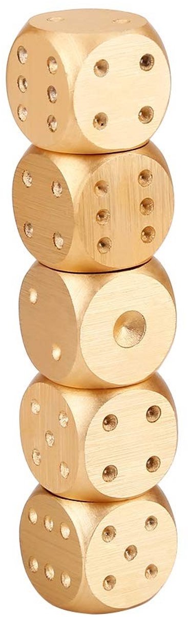 ZEYNOMAX- Dobbelstenen Set 5 Stuks - Aluminium Legering - Gekleurde Dobbelstenen - Opbergdoos - Duurzaam - Geschikt voor Bordspellen - Speelstenen