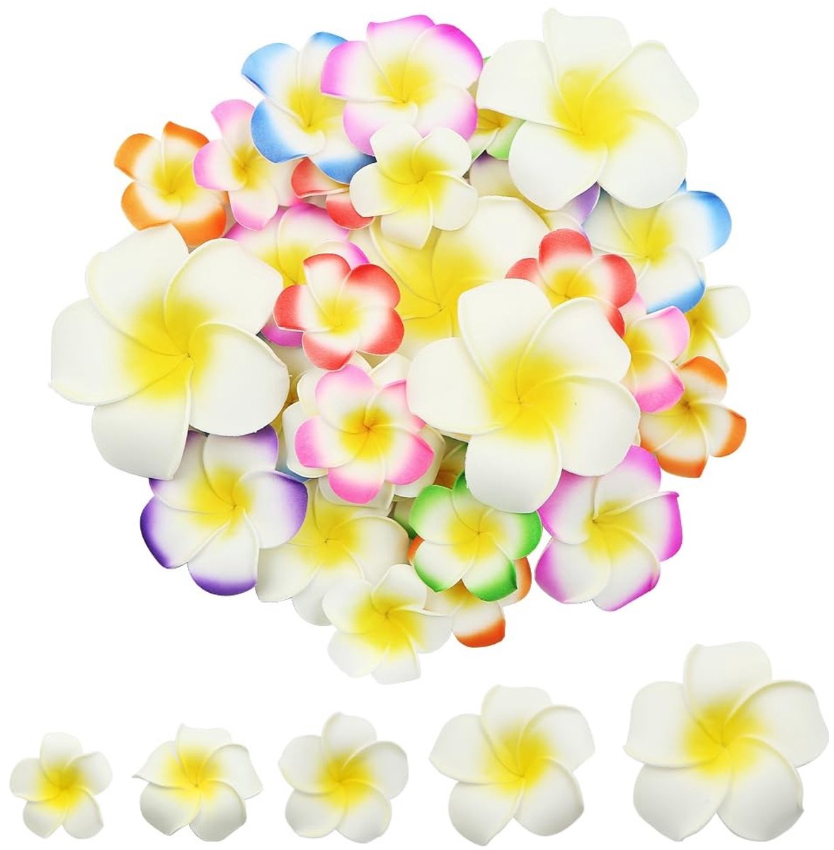 ZEYNOMAX- Plumeria-bloemen 48 stuks - Kunstbloemen boeket - Realistische schuimbloemen - Decoratie voor bruiloft - Hawaiiaanse frangipani-bloemen - Perfect voor feesten
