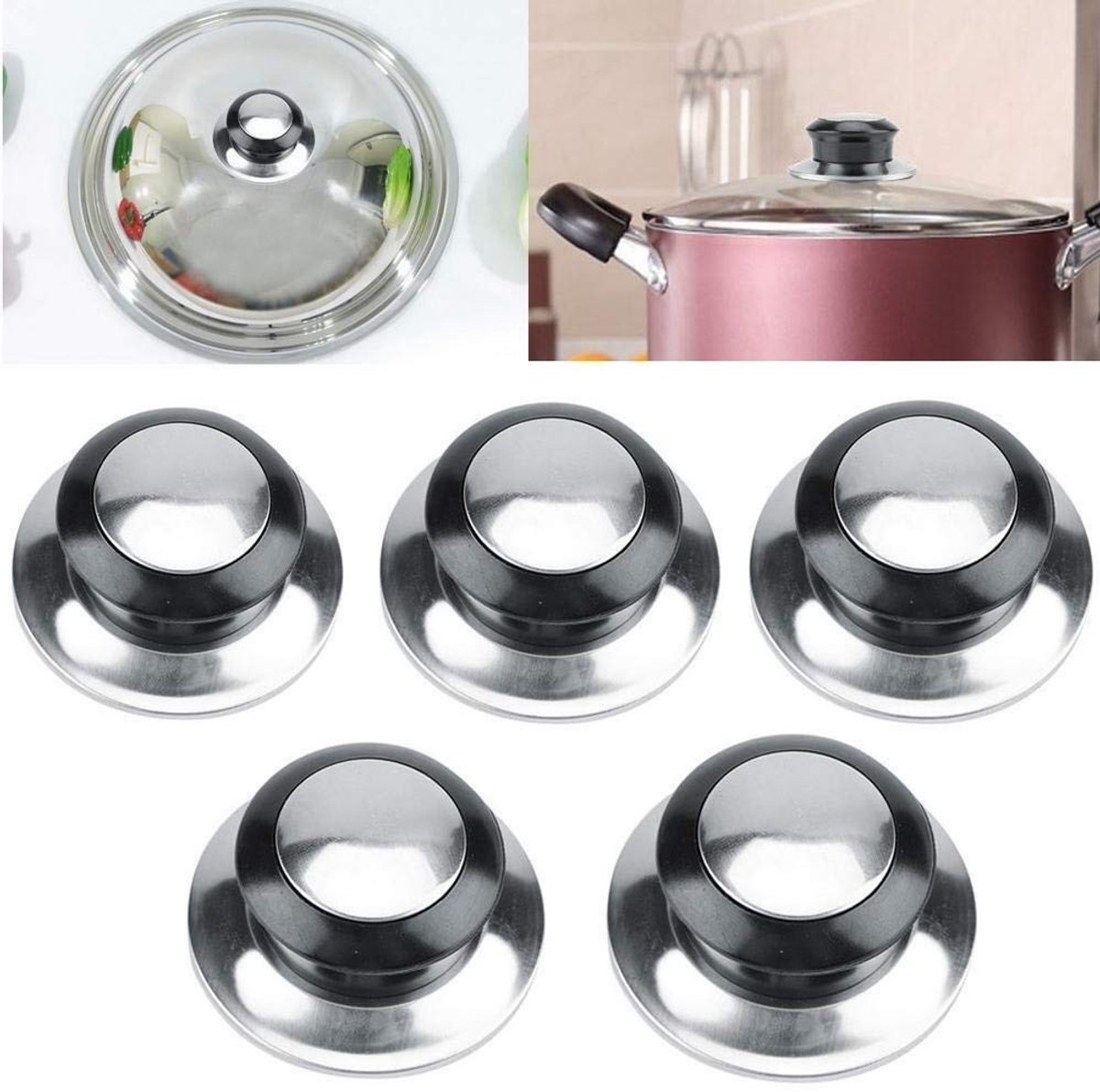 ZEYNOMAX- Dekselknop 5Pcs - Warmtebestendig - Bakelieten Knop - Vervangingsonderdeel - Ergonomisch Ontwerp - Eenvoudig te Reinigen - Dekselhandvat