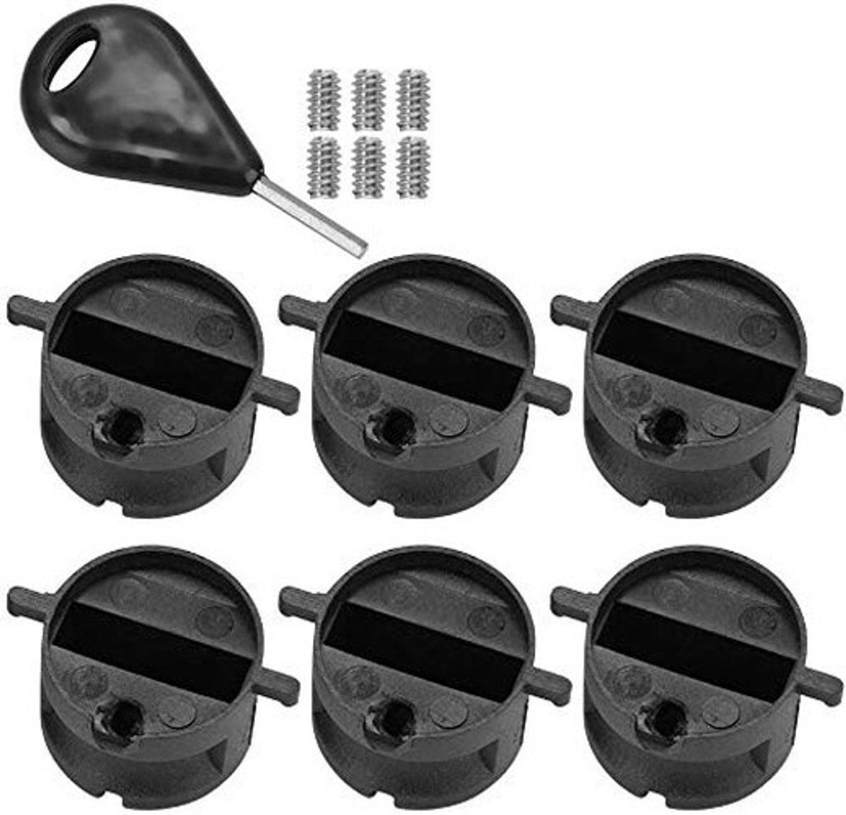 JHUBERS- Pluggendoos 6-delige set - FCS G5 Plugs - Schroefsleutel - Nylon - Surfboard accessoires - Eenvoudig te installeren - Vinnenplug